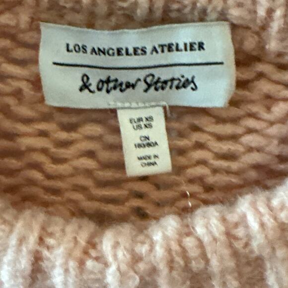 & OTHER STORIES Pink Alpaca Wool Zig Zag Eyelet Knit Sweater | XS - Picture 6 of 13